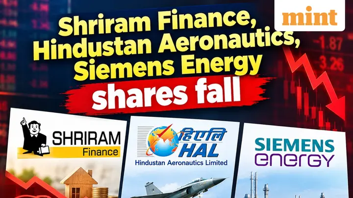 Shriram Finance, Hindustan Aeronautics, Siemens Energy shares fall nearly 4%, among top Nifty 100 laggards
