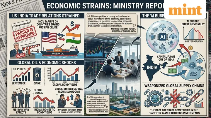 AI bubble burst ‘inevitable’, India-US trade ties strained by Lindsey Graham bill, says Finance Ministry report